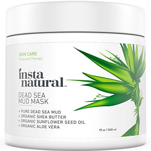 InstaNatural Totes Meer Schlamm-Maske - Reduziert Gesichtsporen - Organisch für fettige und von Akne gezeichneter Haut - Mit Mineralien für Faeltchenreduzierung mit Shea Butter und Aloe Vera - 19oz