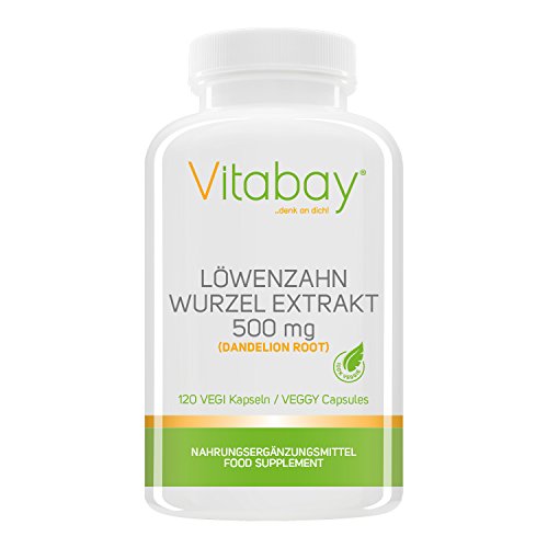 Löwenzahn Wurzel Extrakt 500 mg (Dandelion Root) - 120 Vegi Kapseln - Harntreibend - Entwässernd