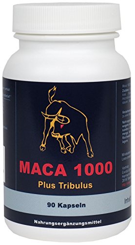 Maca 1000 plus Tribulus, Maca und Tribulus ideal kombiniert in einem Produkt, 90 Kapseln in Premiumqualität, Hochdosiert, 1er Pack (1x 74g)
