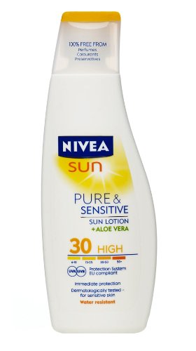 3x Nivea Sonnenschutzcreme/ Aloe Vera/ Pure&Sensitive/ LS 30/ sofortiger Schutz/ speziell für empfindliche Haut/ Wasserfest/ je 200ml