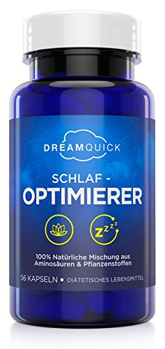DreamQuick Schlaf-Optimierer - Natürlich wirksame Ein- und Durchschlafhilfe mit Pflanzenstoffen und Amino-Derivaten - 56 vegane Kapseln