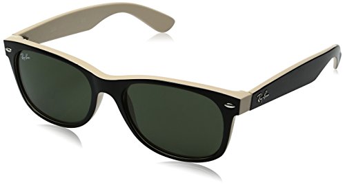 Ray-Ban RB2132 New Wayfarer Sonnenbrille, Gr. 52mm (Gestell: schwarz, Gläser: kristall grün)