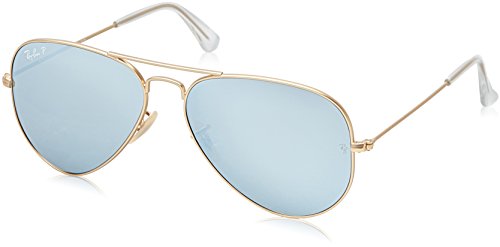 Ray Ban Unisex Sonnenbrille Aviator, Gr. Large (Herstellergröße: 58), Gold (Gestell: gold, Gläser: crystal grün gespiegelt blau)