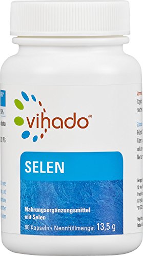 Vihado Selen Tabletten Premium vegan, Haare + Nägel + Immunsystem + Zellschutz + Schilddrüse, 90 Kapseln, 1er Pack (1 x 13,5 g)