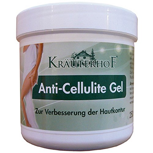 Anti-Cellulite Gel "Kräuterhof" 250ml zur Verbesserung der Hautkontur, Power-Wirkstoffkomplex mit angenehmen Wärme-Effekt und erfrischenden Duft, enthält Koffein und Carnitin