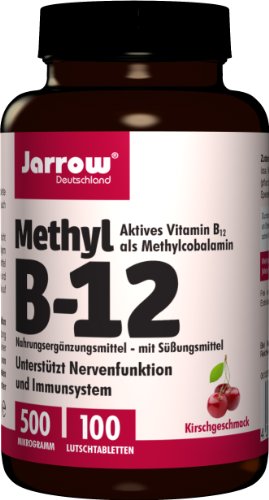 Jarrow Deutschland Methyl B12 500 µg Lutschtabletten mit Kirschgeschmack, VEGAN, 1er Pack (1 x 100 Stück)