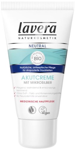 lavera Akutcreme mit Mikrosilber ∙ Antiseptisch & reizlindernd ∙ Entzündungshemmend ∙ Bei Neurodermitis anwendbar ∙ vegan ✔ Bio Pflanzenwirkstoffe ✔ Naturkosmetik ✔ Natural & innovative ✔ Körperpflege 1er Pack (1 x 50 ml)