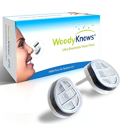 WoodyKnows ultra atmungsaktiv Nasalfilter (New Model) für Heuschnupfen, Pollen & Staub Allergien, Tierhaare und Hautschuppen Allergie, allergisches Asthma, Sinusitis (3 Filterrahmen und 6 Paar Ersatz-Filter) (I-R / II-R / III-R)