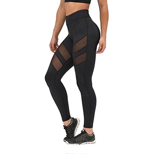Bluestercool Frauen Fitness/Workout Leggings Mesh Patchwork Leggings Skinny hohe Taille Push-Up Hose (A, S)