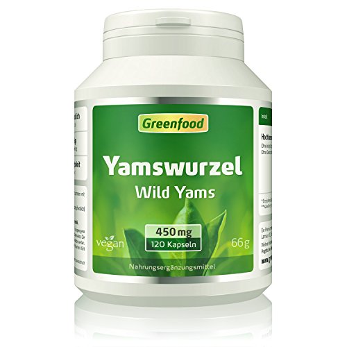 Greenfood Yamswurzel (Wild Yams), 450mg, hochdosiert, 120 Kapseln, vegan