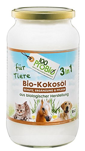 Kokosöl für Tiere 1000ml - ein natürlich wirksamer Schutz gegen Zecken, Milben, Parasiten & Fellpflege ohne Chemie