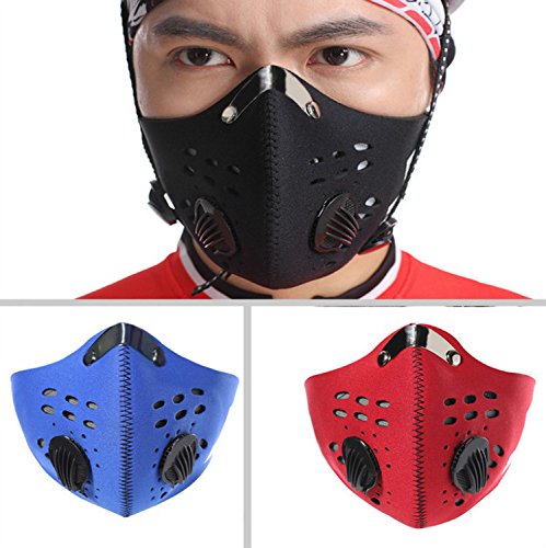 Gesichtsmaske aus Aktivkohletuch für Damen und Herren, gegen Luftverschmutzung beim Sport im Freien, Fahrradfahren, Reisen, blau