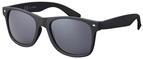 Original La Optica UV400 Vintage Unisex Retro Sonnenbrille Wayfarer - Einzelpack Gummiert/Rubber Schwarz (Gläser: Grau) LO1 R-Grey