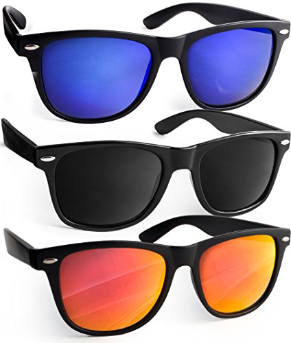 UVprotect® Sonnenbrille Wayfarer Design verspiegelt SetA W02