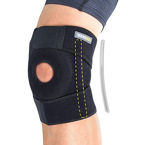 BRACOO verstellbare Kniebandage mit Stabilisatoren – Kniestütze – Knieorthese | Knieschutz mit Klettverschluss & flexiblen Seitenstabilisatoren für extra Halt
