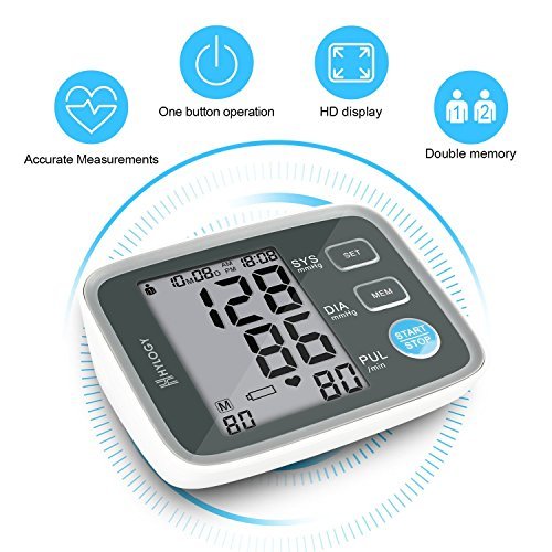 Digitale Blutdruckmessgerät, Hylogy Automatische Oberarm BP Monitor Manschette 8,7 bis 12,6 Zoll, Großbild-Display und 2 Benutzer-Modus 2 * 90 Speicher (schwarz)