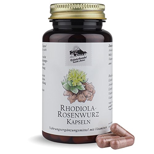 Rhodiola-Rosenwurz Kapseln • 200 mg Rhodiola Rosea Extrakt • Aroniabeeren Extrakt • Vitamin B1 + B6 • 120 Kapseln • OHNE Magnesiumstearat • Deutsche Premium Qualität • Kräuterhandel