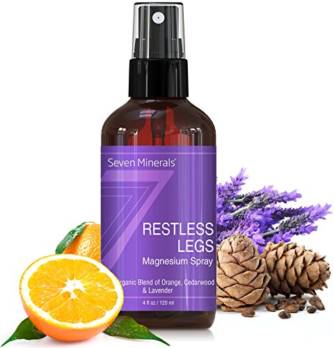 Mittel gegen Restless Leg Syndrom & Krämpfe Magnesium Spray - Unruhige Beine beim Schlafen bekämpfen mit Magnesiumchlorid und Lavendel-, Orange und Zedernholzöl, 100% natürlich und organisch 120ml