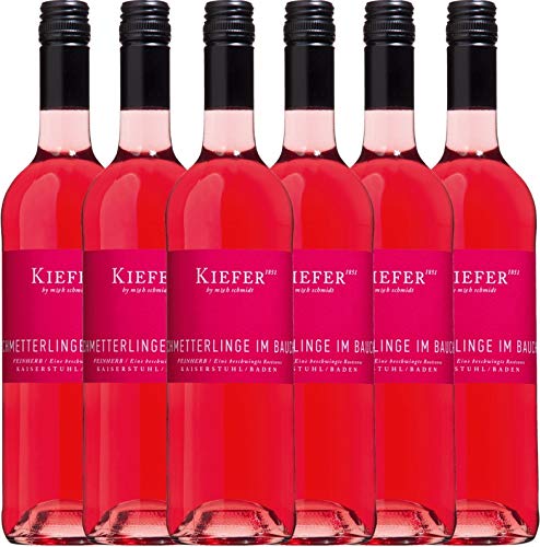 6er Paket - Schmetterlinge im Bauch Rosé 2018 - Weingut Kiefer | halbtrockener Roséwein | deutscher Sommerwein aus Baden | 6 x 0,75 Liter