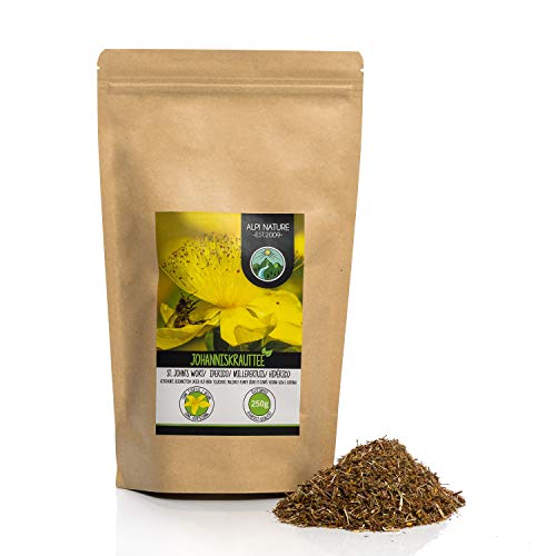 Johanniskraut Tee (250g), Geschnitten, schonend getrocknet, 100% rein und naturbelassen zur Zubereitung von Tee, Kräutertee, Johanniskrauttee